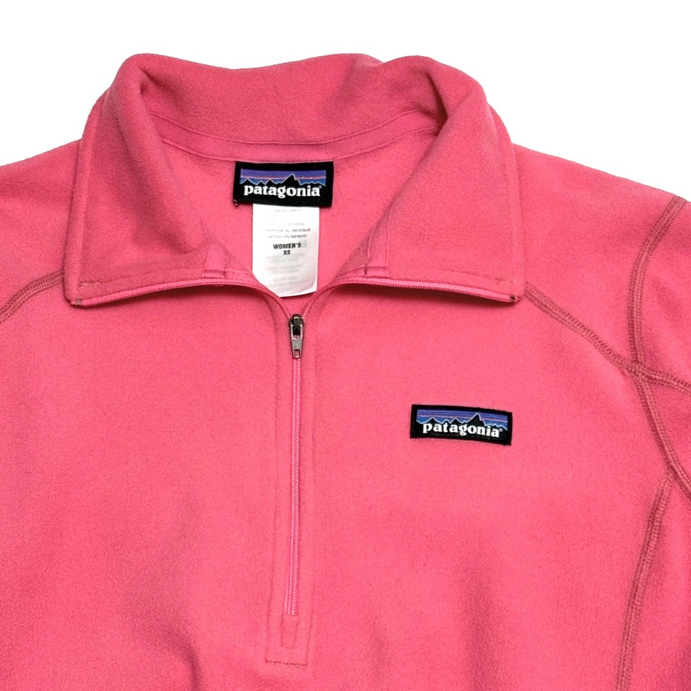 Patagonia Women's Quartz Coral Pink Micro D 1/4 Zip Fleece Pullover Size XS 2627